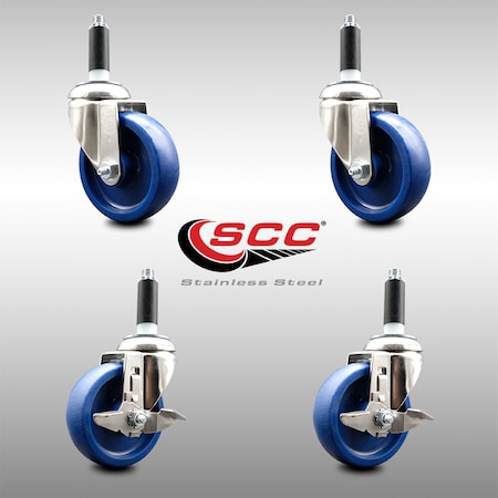 Service Caster 4 Inch 316SS Solid Poly Swivel 7/8 Inch Expanding Stem Caster Brake SCC, 2PK SCC-SS316EX20S414-SPUS-2-TLB-2-78